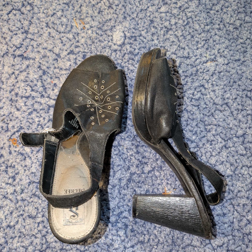 Decree Black Women's Heels with Silver Accents